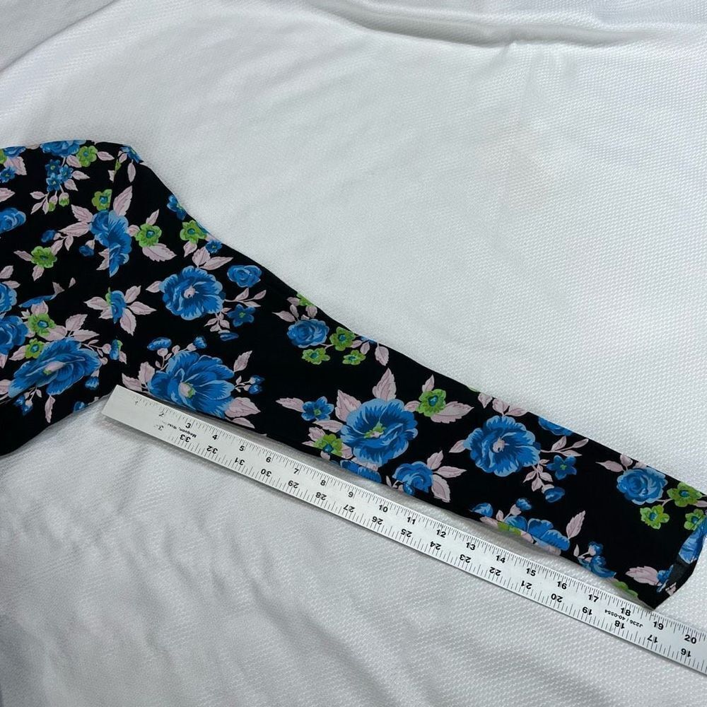 Zara Black Blue Floral Open Back Long Sleeve Dress Womens XL NWT - Picture 8 of 13